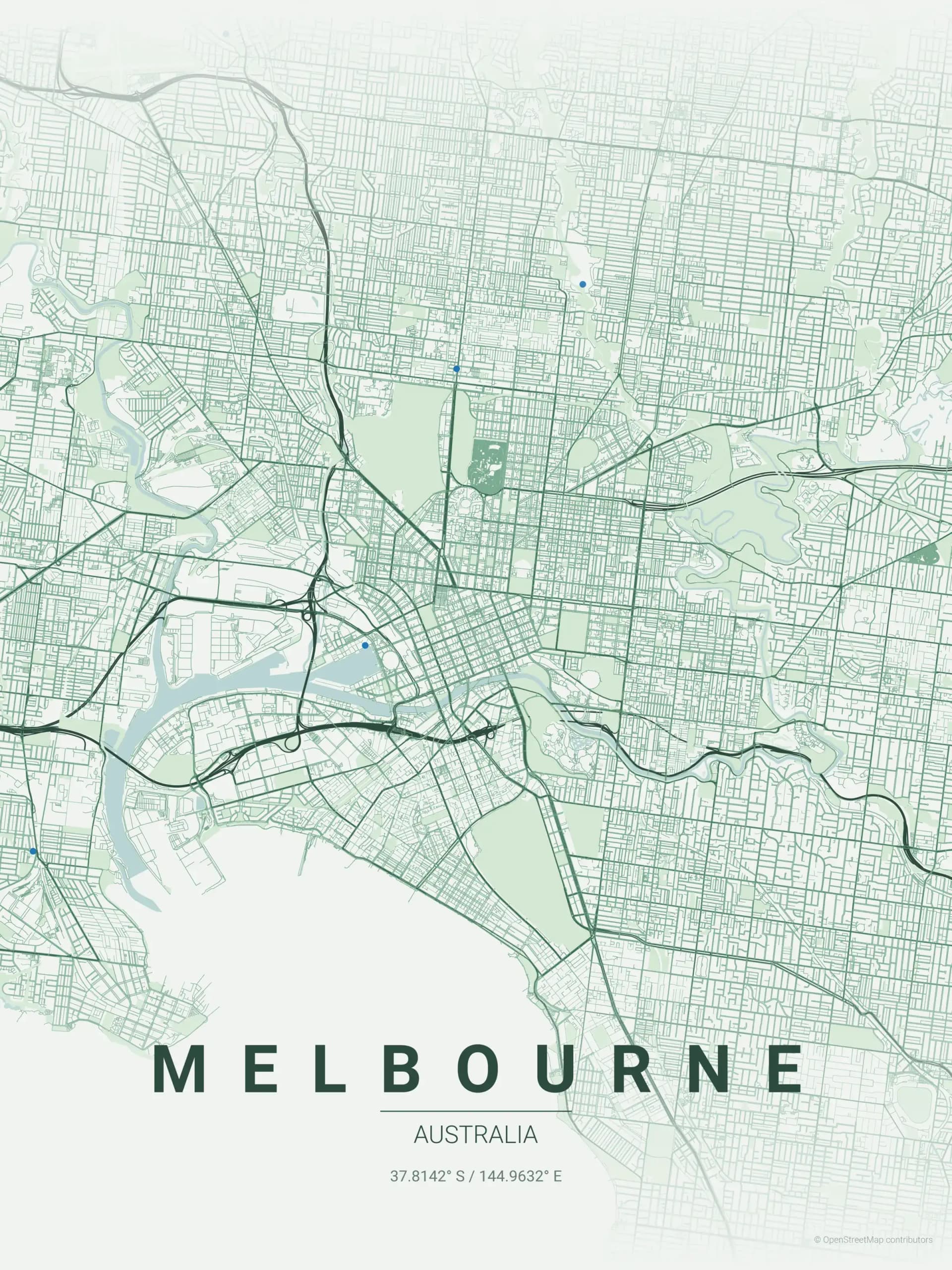 Street map of Melbourne, home of our Collins Street head office